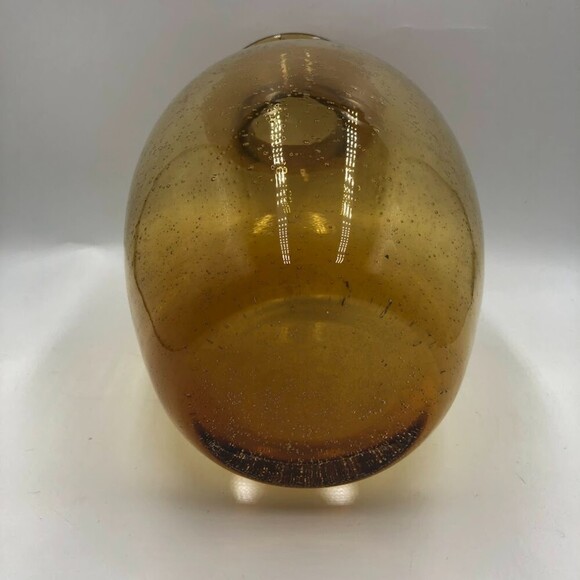 Vintage Amber Handblown Glass Tabletop Vase Weight Bottom - Picture 6 of 9